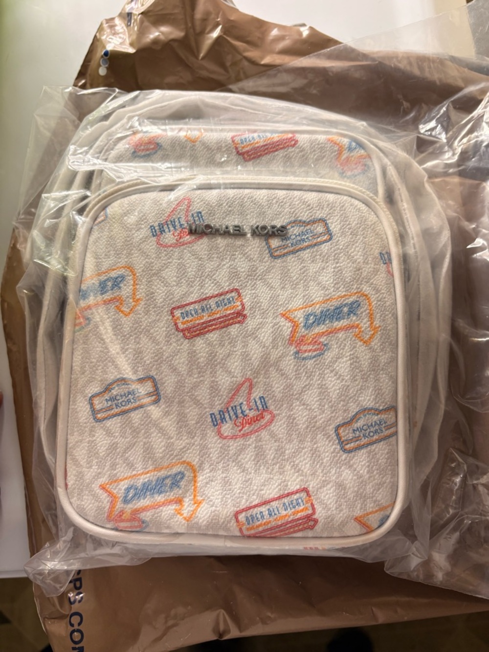 NWT Michael Kors Cream and Multicolor Crossbody Bag
